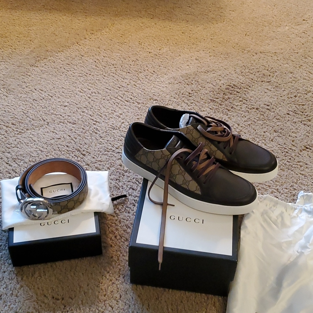 Mens size 12 Gucci sneakers Coca and Beige